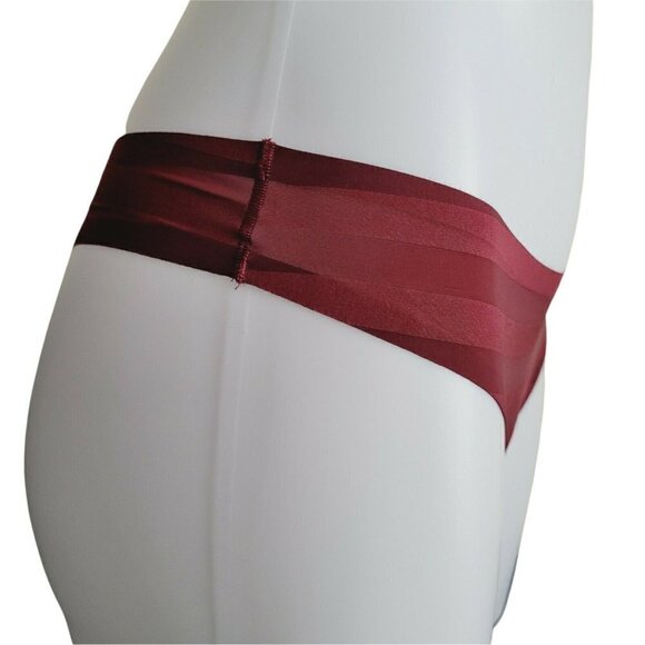 Victoria's Secret Second Skin Thong Panties Striped Burgundy Microfiber Med NWT - Picture 2 of 4